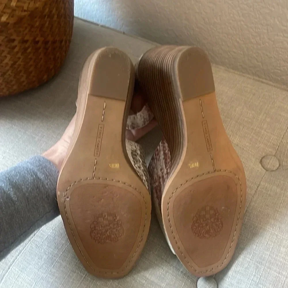 Vince Camuto size 8M ankle strap leather wedge heels